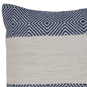 18" Blue and Ivory Throw Pillow