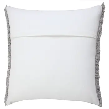 20" Gray Cotton Throw Pillow with Fringe