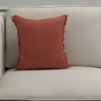 20" Dusty Rose Cotton Throw Pillow with Fringe