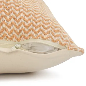 18" Orange and Off White Throw Pillow