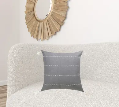 20" X 20" Slate Gray Linen Striped Zippered Pillow