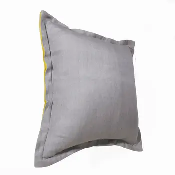 20" X 20" Gray And Yellow Linen Zippered Pillow