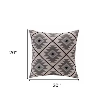 20" Gray and Black Throw Pillow