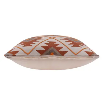 20" X 20" Rust And Off-White 100% Cotton Geometric Zippered Pillow