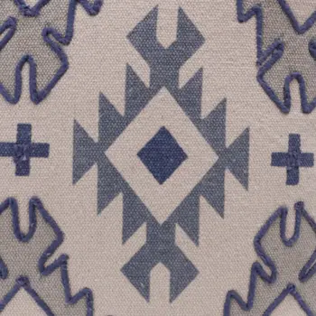 20" X 20" Blue And Gray 100% Cotton Geometric Zippered Pillow
