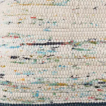 20" Blue And Off White Cotton Abstract Throw Pillow