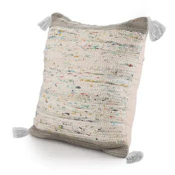 20" X 20" Gray And Off-White 100% Cotton Abstract Zippered Pillow