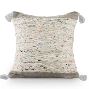 20" X 20" Gray And Off-White 100% Cotton Abstract Zippered Pillow