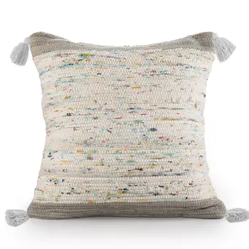 20" X 20" Gray And Off-White 100% Cotton Abstract Zippered Pillow