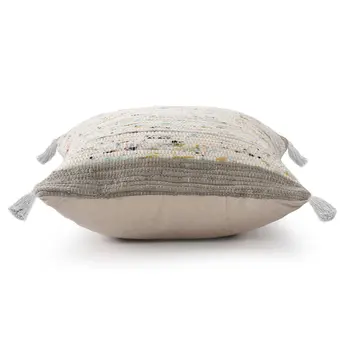 20" X 20" Gray And Off-White 100% Cotton Abstract Zippered Pillow