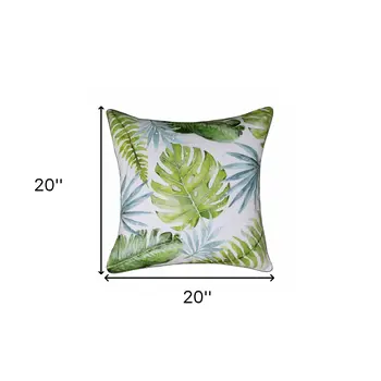 20" X 20" Green And Blue Polyester Floral Zippered Pillow