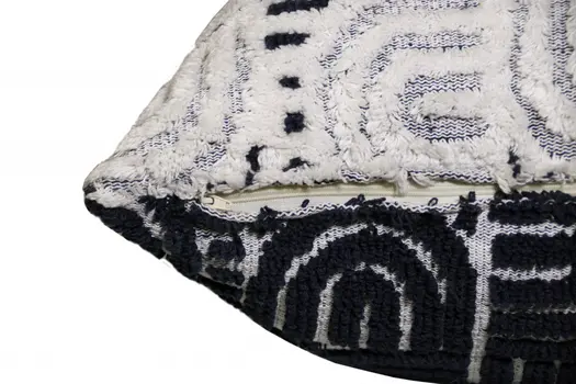 30" X 30" White And Blue 100% Cotton Geometric Zippered Pillow