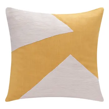 20" X 20" Yellow And Ivory 100% Cotton Abstract Zippered Pillow