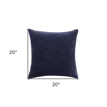 20" X 20" Dark Blue 100% Cotton Zippered Pillow