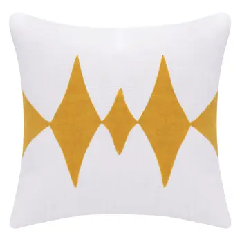 20" Yellow And White Cotton Diamond Throw Pillow