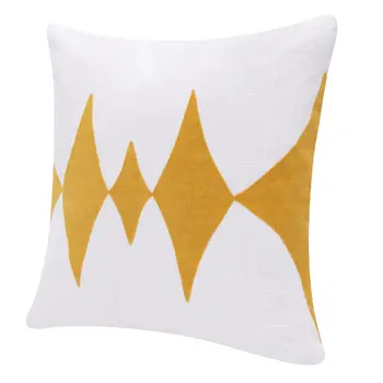 20" Yellow And White Cotton Diamond Throw Pillow