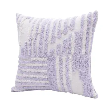 22" Purple and White Geometric Cotton Throw Pillow With Texture