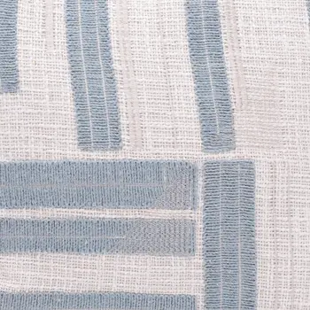 20" Blue And Ivory Cotton Striped Throw Pillow