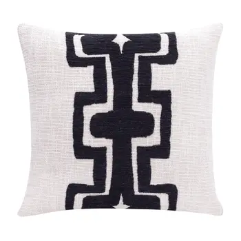 20" Black And Ivory Cotton Geometric Throw Pillow