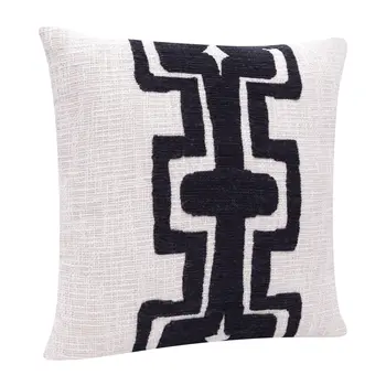 24" Black and Ivory Throw Pillow