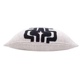 24" Black and Ivory Throw Pillow
