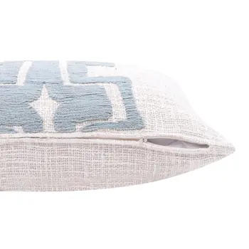20" Blue And Ivory Cotton Geometric Throw Pillow