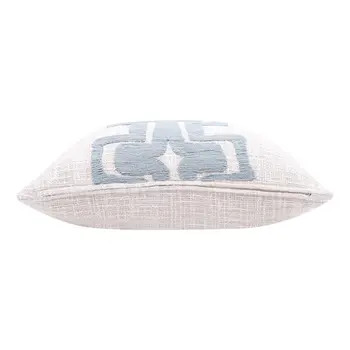 20" Blue And Ivory Cotton Geometric Throw Pillow