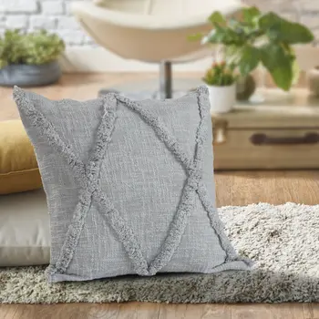 20" Gray Cotton Throw Pillow