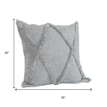 20" Gray Cotton Throw Pillow