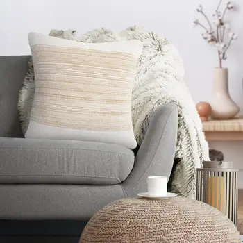 20" Natural and Ivory Throw Pillow