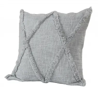 18" X 18" Light Gray 100% Cotton Geometric Zippered Pillow