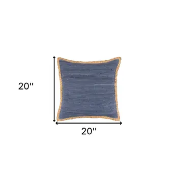 20" Blue and Beige Throw Pillow