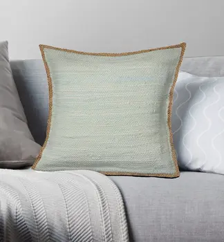 20" Beige and Green Throw Pillow