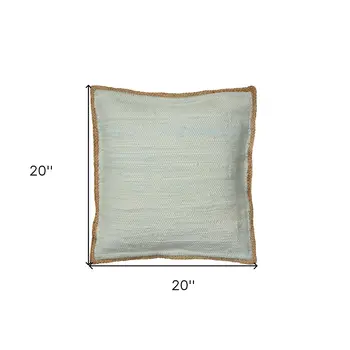 20" Beige and Green Throw Pillow
