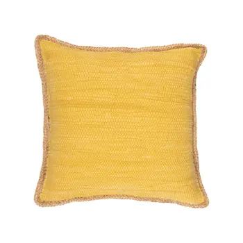 20" Yellow and Beige Throw Pillow