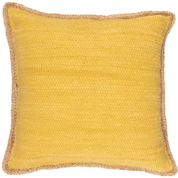 20" Yellow and Beige Throw Pillow