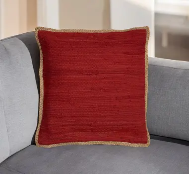 20" Red Cotton Throw Pillow
