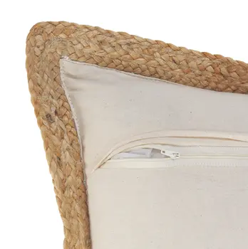 20" X 20" Tan Pastel Blue And Pastel Yellow 100% Cotton Geometric Zippered Pillow