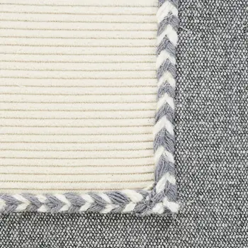 20" Gray Ivory And White Cotton Geometric Throw Pillow