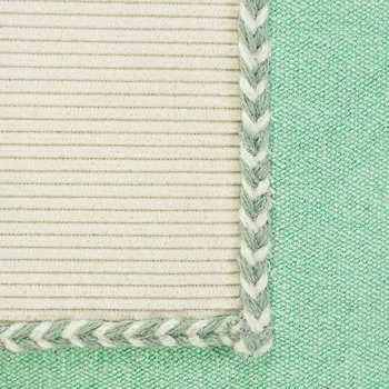 20" X 20" Pastel Green And Cream 100% Cotton Zippered Pillow