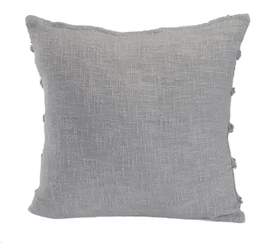 20" X 20" Gray 100% Cotton Zippered Pillow