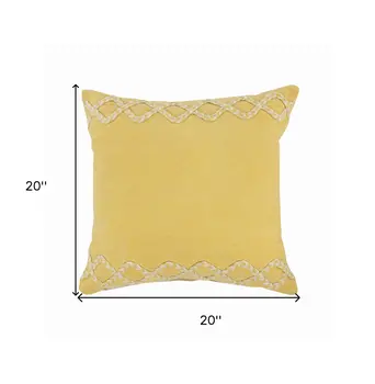 20" Yellow and White Throw Pillow