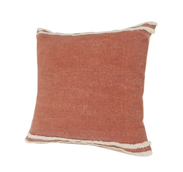 20" X 20" Cinnamon And White 100% Cotton Striped Zippered Pillow
