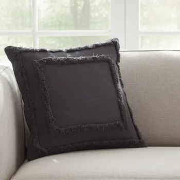 20" Gray Cotton Throw Pillow