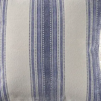 18" Navy Blue And Ivory Cotton Coastal Throw Pillow with Fringe