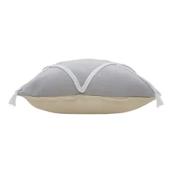 20" X 20" Light Gray And White 100% Cotton Coastal Zippered Pillow