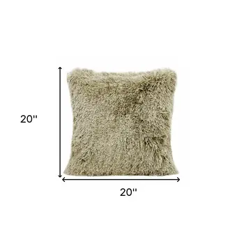 20" X 20" Taupe Polyester Zippered Pillow