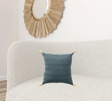 18" X 18" Bluish Gray 100% Cotton Zippered Pillow