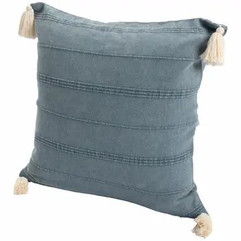 18" X 18" Bluish Gray 100% Cotton Zippered Pillow