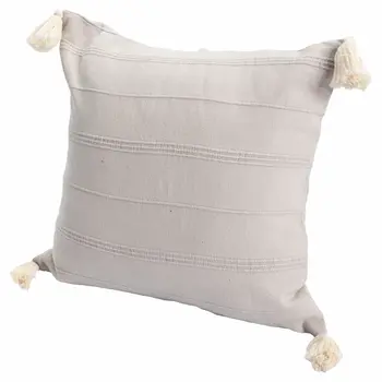 18" X 18" Beige 100% Cotton Zippered Pillow